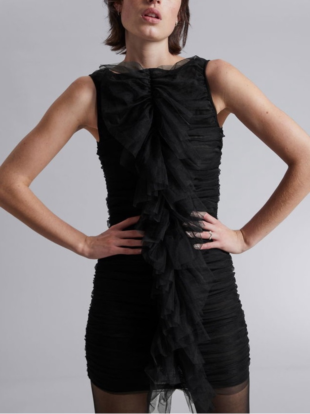 & Other Stories Ruffled Tulle Mini dress